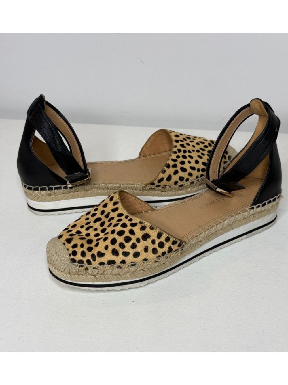 Gibson Latimer Leopard Calf Hair Espadrille Platform Flats Animal Print Resort